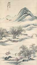 福田半香筆「春江山水図」